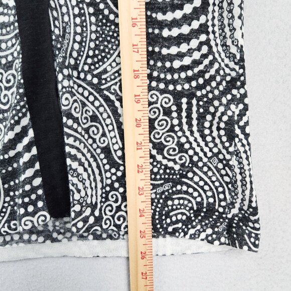 Chicos Sweater Women 0 Black White 4 3/4 Sleeve Cardigan Lightweight Linen Blend - Picture 6 of 11